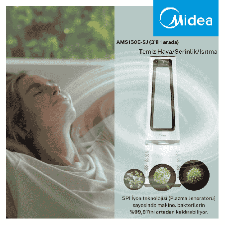 Midea Kule Tipi 3'ü 1 Arada Hava Temizleyici Fan